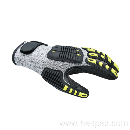 Hespax Oilfield Sandy Nitrile Cut Resistant Mechanic Gloves